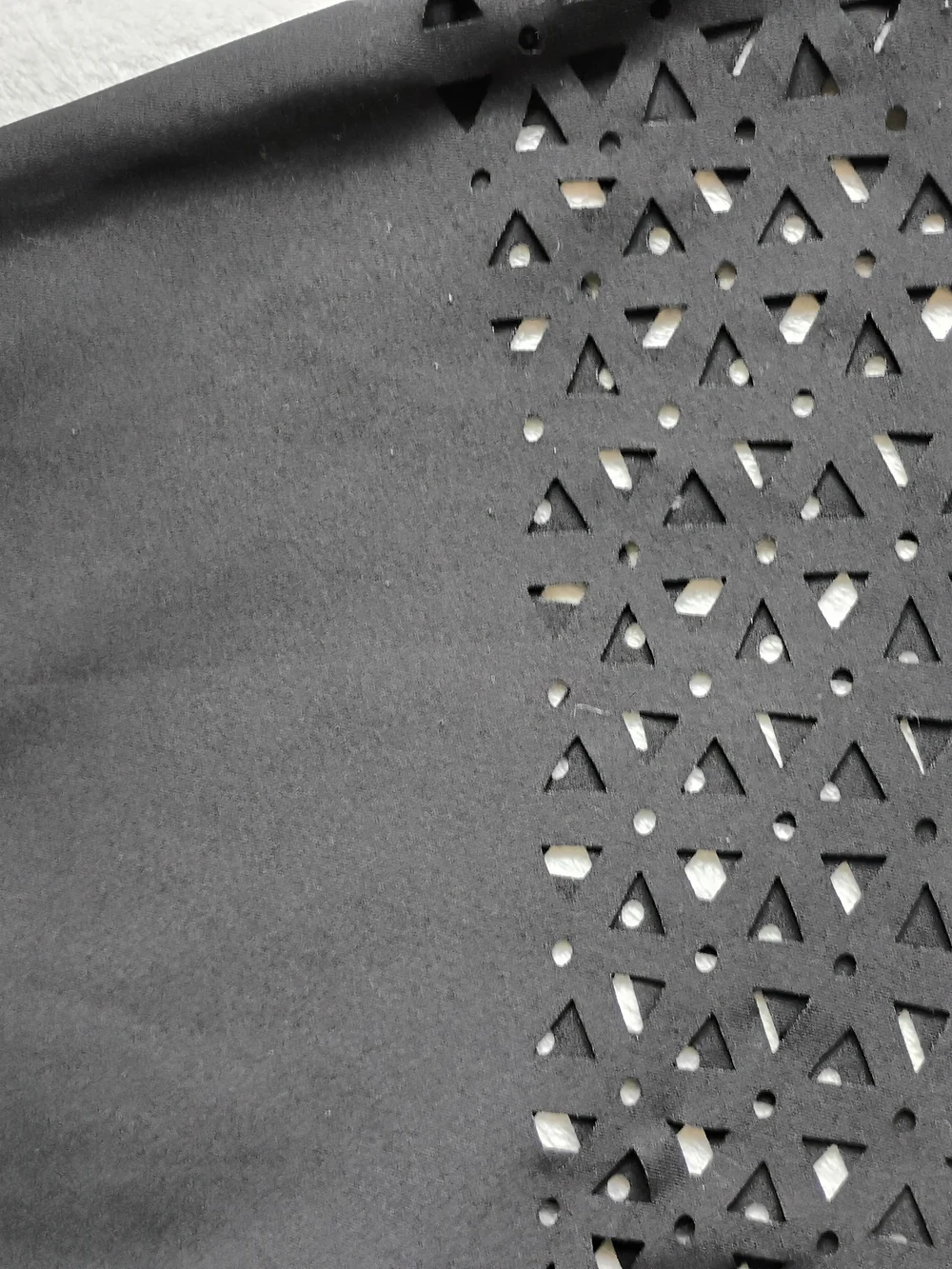 Black Fit-and-Flare Dress with Laser-Cut Hem